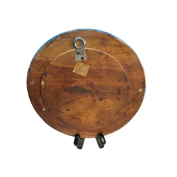 Vintage Acapulco Souvenir Hand Painted 8" Cliff Diver of La Quebrada Wood Plate - Picture 4 of 9